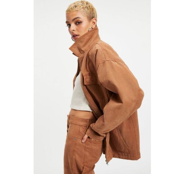 GOOD AMERICAN Chore Dropped Shoulder Utility Jacket Rust Women's Size 4 (XL) NWT - Picture 1 of 8